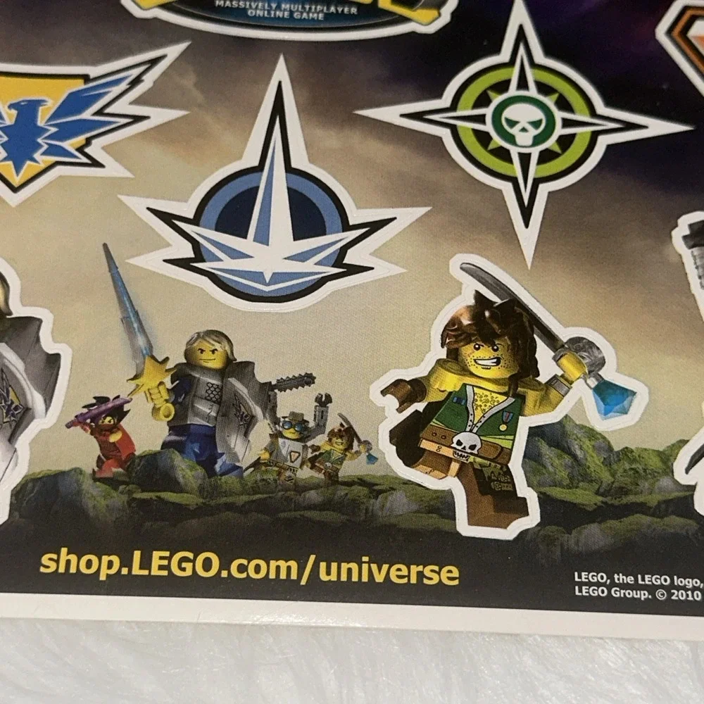 LEGO Universe MMO Promotional Sticker Sheets 2010 Set of 2 Rare Collectible